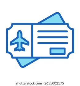 Icono de boleto de avión azul Ilustración vectorial