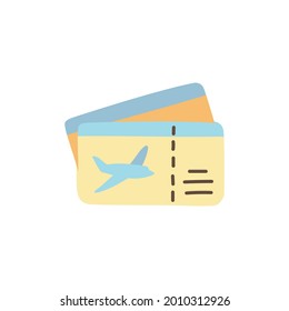Airplane ticket icon in color icon, isolated on white background 