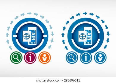 Airplane ticket icon and creative design elements. Flat design concept.
