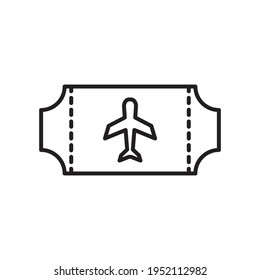 Illustration des Flugzeugticketsymboles zum Entwurf einer Vektorvorlage im trendigen Flachstil