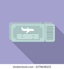 Airplane ticket icon flat vector. Plane travel. Travel traffic