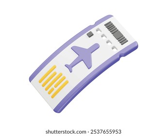 Airplane ticket icon illustration. Airline boarding pass ticket. Summer vacation 3d illustration