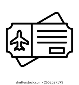 Ilustración vectorial de línea de icono de billete de avión