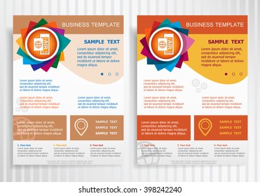 Airplane ticket icon on abstract vector brochure template. Flyer layout. Flat style. 