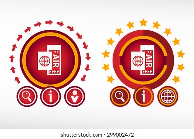 Airplane ticket icon on creative background. Red design concept for banner, web, advertising, print
