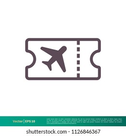 Airplane Ticket Icon Vector Logo Template Illustration Design. Vector EPS 10.