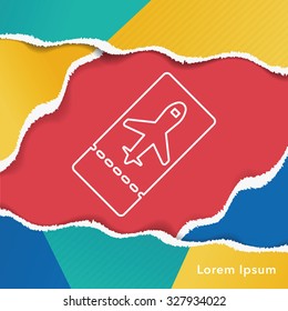 airplane ticket line icon