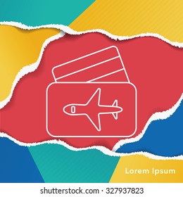 airplane ticket line icon