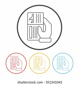 airplane ticket line icon
