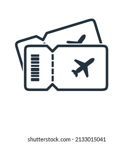 vector de icono de la línea de billetes de avión. Diseño del símbolo del billete de avión aislado en un fondo blanco.