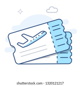 Airplane ticket line vector icon. Plane tickets line illustration.