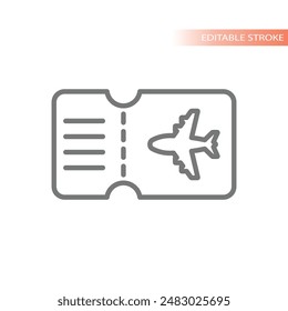 Airplane ticket line vector icon. Boarding pass outline symbol.