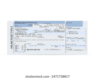 Airplane ticket on a white background. Vector illustration