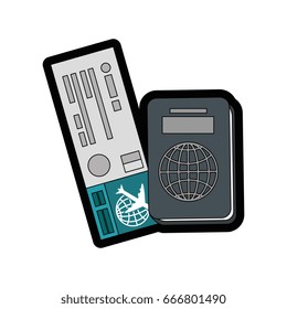 airplane ticket and passport icon 