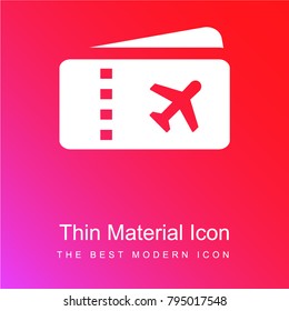 Airplane ticket red and pink gradient material white icon minimal design
