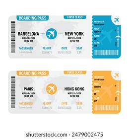 Airplane Ticket Set Vector Design.