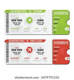 Airplane Ticket Set Vector Design.