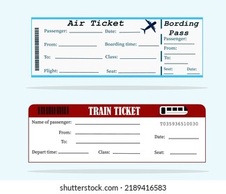Airplane ticket and train ticket.
