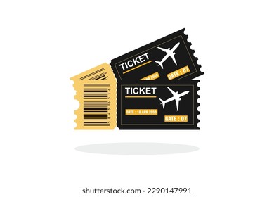 Flugticket Vektor flach Design. Einzige Illustration auf weißem Hintergrund. Vektorvorlage.