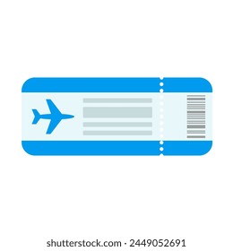 Flache Abbildung der Vektorgrafik des Flugtickets auf weißem Hintergrund