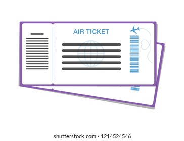 Airplane ticket vector flat material design object. vector illustration