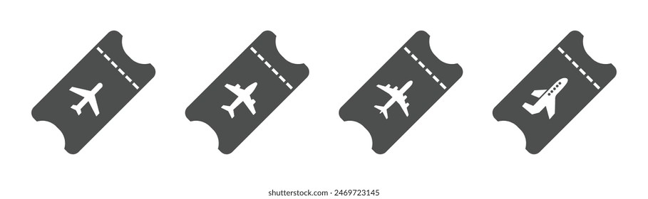 Airplane ticket vector icons set