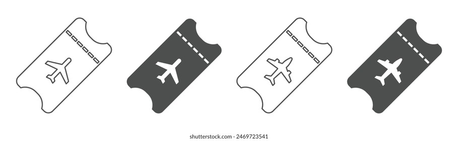 Airplane ticket vector icons set