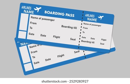 Billetes de avión. Plantilla de billetes de tarjeta de embarque. Pictograma de Vector de billetes de avión. Plantilla de la tarjeta de embarque de la aerolínea. Icono de boleto aéreo. Ilustración vectorial