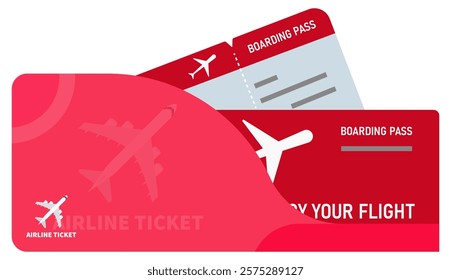 Airplane tickets. Boarding pass tickets template. Plane tickets vector pictogram. Airline boarding pass template. Air ticket icon. Vector illustration