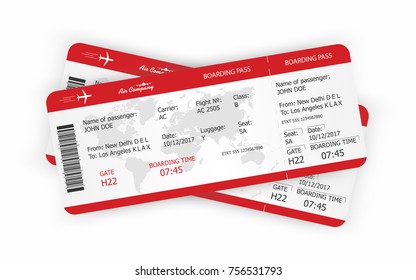Airplane tickets. Boarding pass tickets template. Vector - Shutterstock ID 756531793