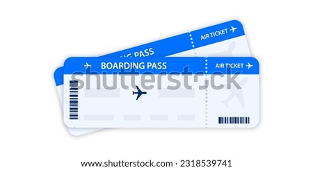 Airplane tickets. Boarding pass tickets template. Plane tickets vector pictogram. Airline boarding pass template. Air ticket icon. Vector illustration