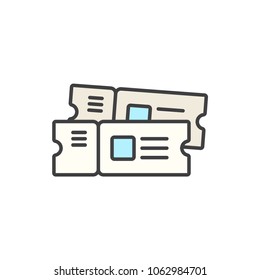 Airplane tickets flat line colored icon.