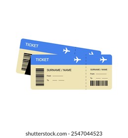 Airplane Tickets In Flat Vector Illustration Symbolizing Travel, Flight Booking, And Airplane Reservations, Isolated On White Background.