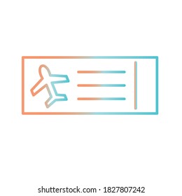 Airplane tickets gradient style icon design, Plane vehicle transportation fly air travel aircraft flight aviation and sky theme Vector illustration