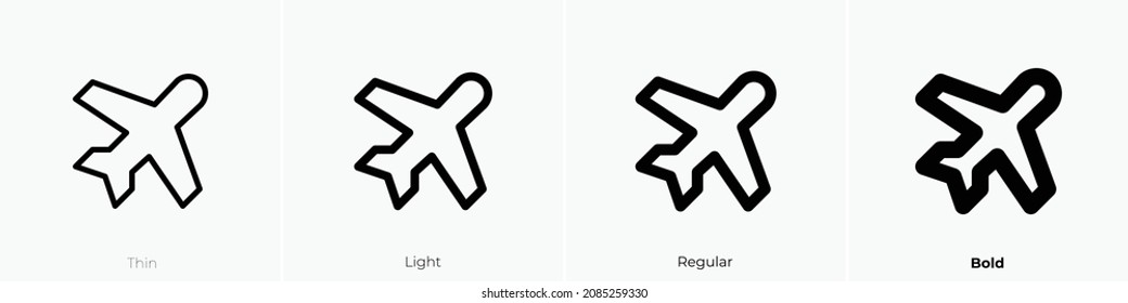 airplane tilt icon. Thin, Light Regular And Bold style design isolated on white background