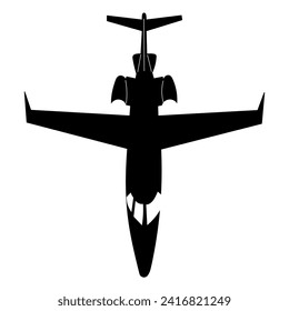 airplane top view black silhouette, vector