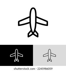 Icono del doodle de la vista superior del avión. Transporte público. Ilustración vectorial.