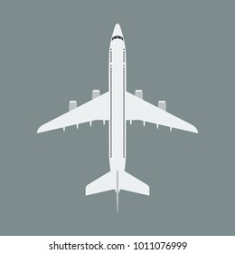 Airplane top view. Flat and solid color style design vector.
