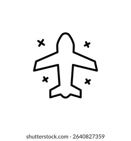 Airplane Top View Icon Outline Style Thin Line Symbol for Flight Aviation or Air Travel Design