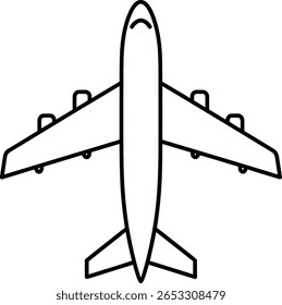Airplane Top View Icon - Travel Aviation