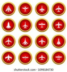 Airplane top view icons set. Simple illustration of 16 airplane top view vector icons for web