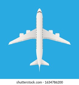 Airplane top view isolated. High detail aircraft. Vector illustration.