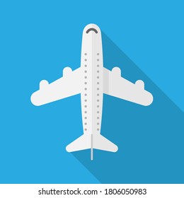 Airplane top view isolated on white background. Vector illustration. Eps 10.