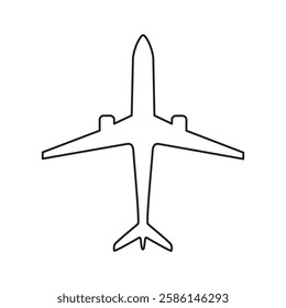 Airplane Top View Outline Icon Vector Thin Line