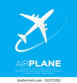 Airplane top view symbol. Vector Illustration design. Travel background 