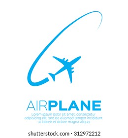 Airplane top view symbol. Vector Illustration design. Travel background 
