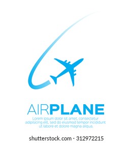 Airplane top view symbol. Vector Illustration design. Travel background 