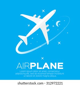 Airplane top view symbol. Vector Illustration design. Travel background 