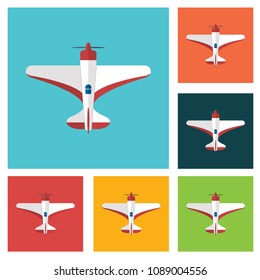 Airplane. Top view. Vector illustration.