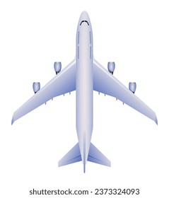 Airplane top view vector illustration isolated on white background